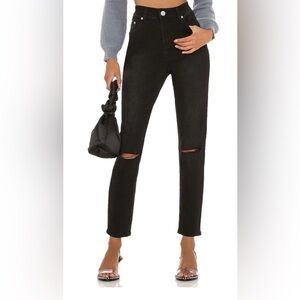 Superdown Mandy Black Denim Knee Rip Jean - 27